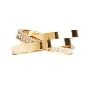 Size 6-7.5Vita Fede Cassio Stackable Pave Ring 24K Gold Plated Swarovski Crystal